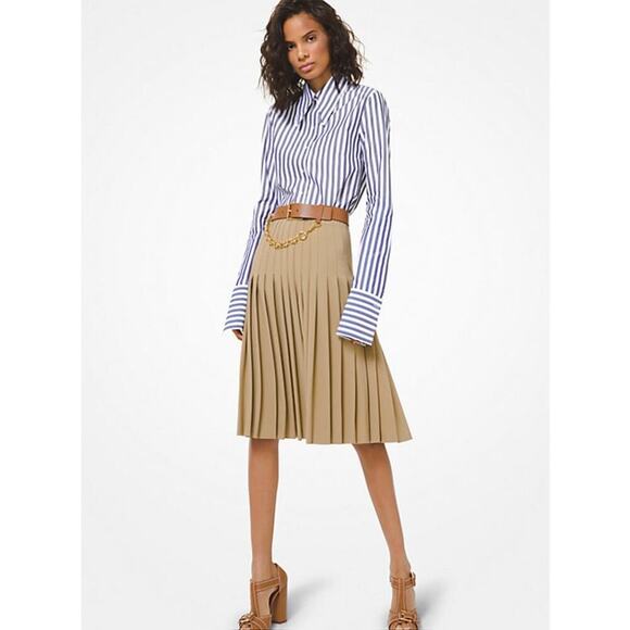 NWT Michael Kors Collection Wool Serge Pleated Skirt Size 6 Career‎ Academia - Picture 1 of 9